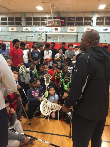 Coach Hugo Charles addressing the group after tonight's free clinic in Uniondale, NY